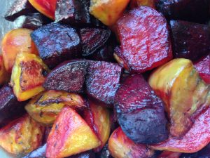 red and golden roasted beets