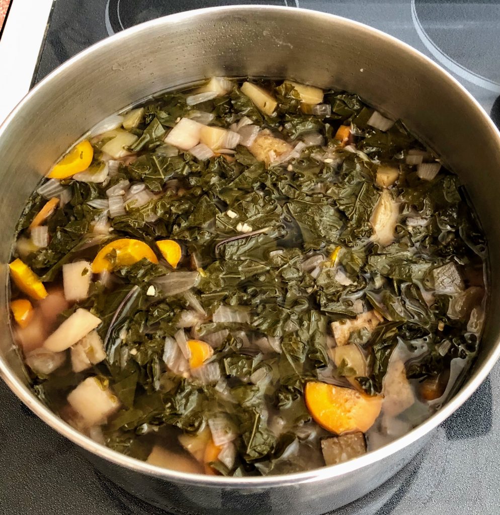 large pot of kale soup