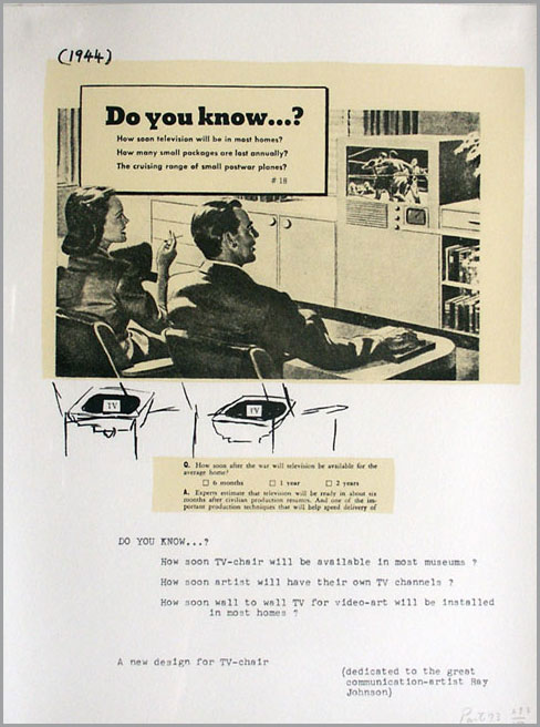 Nam June Paik Untitled 1973 Serigraph/Silk Screen 12 in. x 9 in. UMass Amherst Gift of Robert Rauschenberg UM 1997.1.20