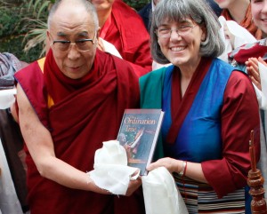 Sue met His Holiness in January 2013 at Sarnath, India when directing the Tibetan Studies in India Program, and had the opportunity to present him with her book.