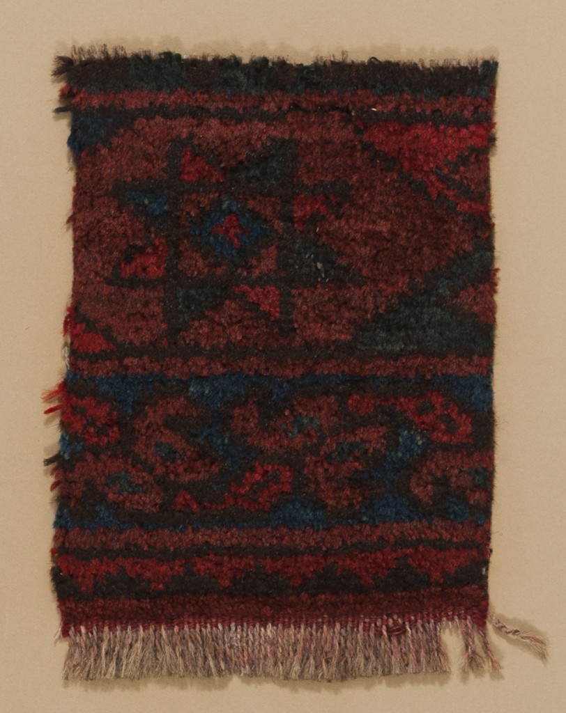 Maker: Unknown Culture: Bokhara Title: Rug weave Date Made: 19th century Type: Textile Materials: woven; wool Place Made: Central Asia Measurements: Mount: 18 in x 14 in; 45.7 cm x 35.6 cm; sheet: 8 in x 5 5/8 in; 20.3 cm x 14.3 cm Credit Line: Gift of George D. Pratt Accession Number: T.1929.14 Collection: Mead Art Museum, Amherst College