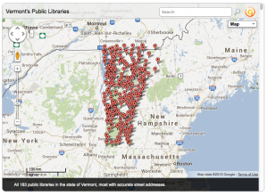 Image of Jessamyn West's Vermont library map