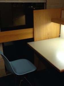 Image of a carrel in the Hampshire College library