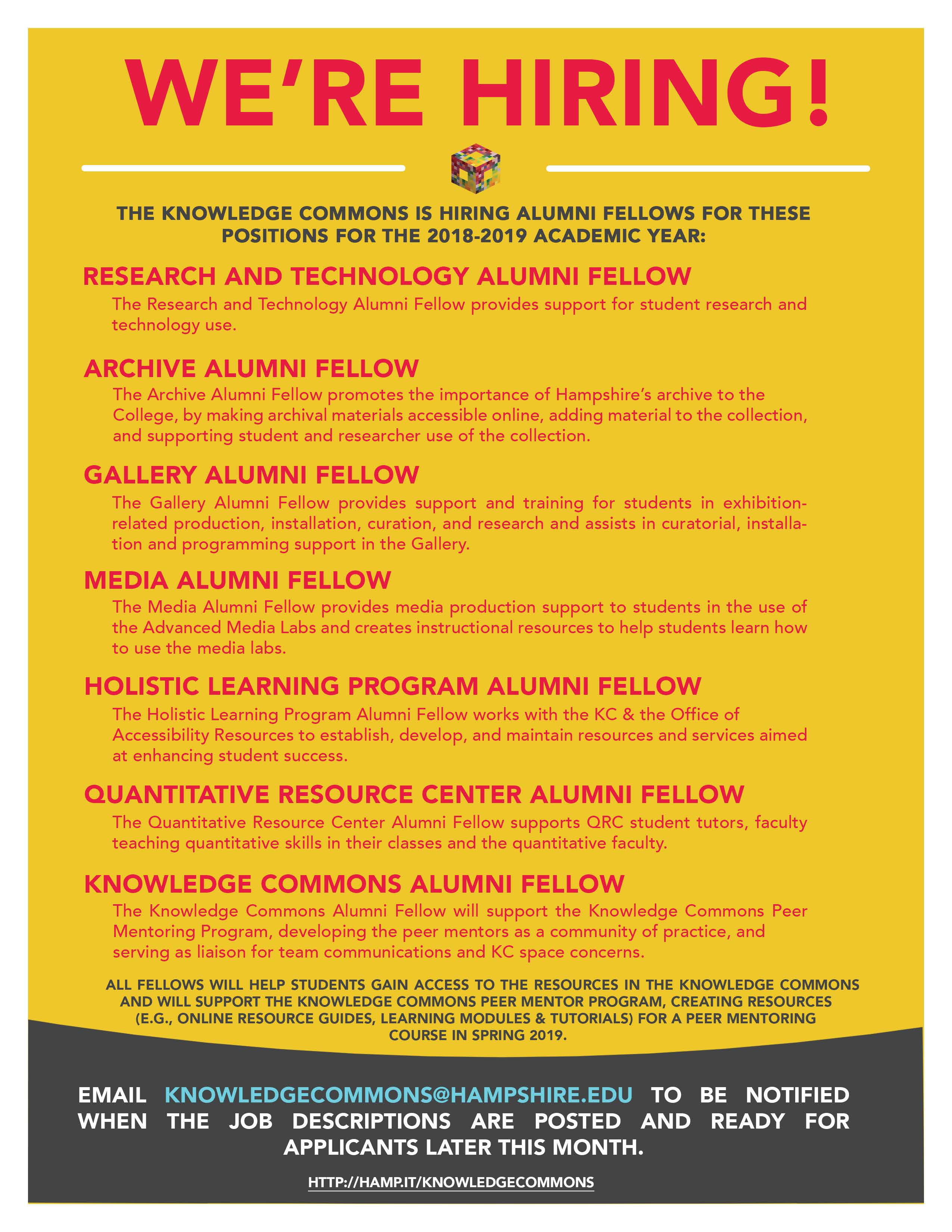 Knowledge Commons Alumni Fellow Positions