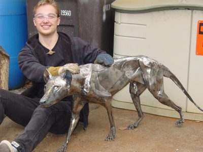 Extinct canine sculpture