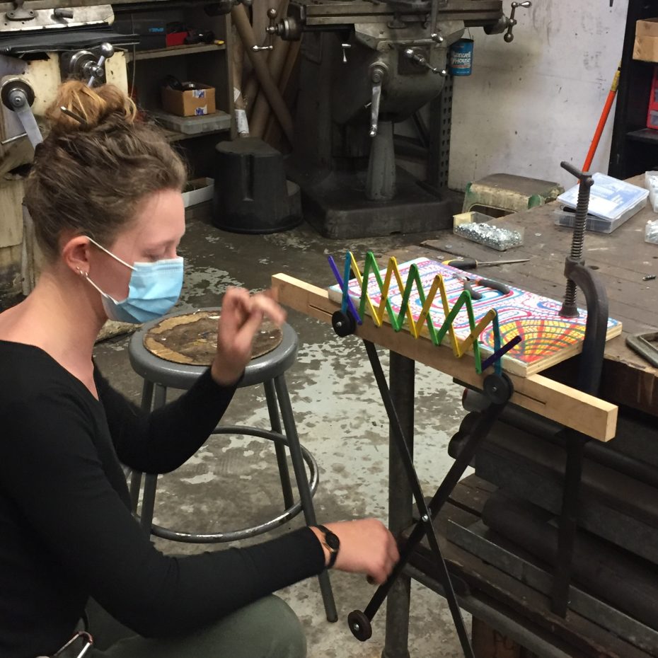 Student working on kinetic sculpture