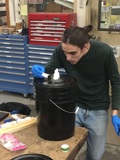 Student working on hydroponics project