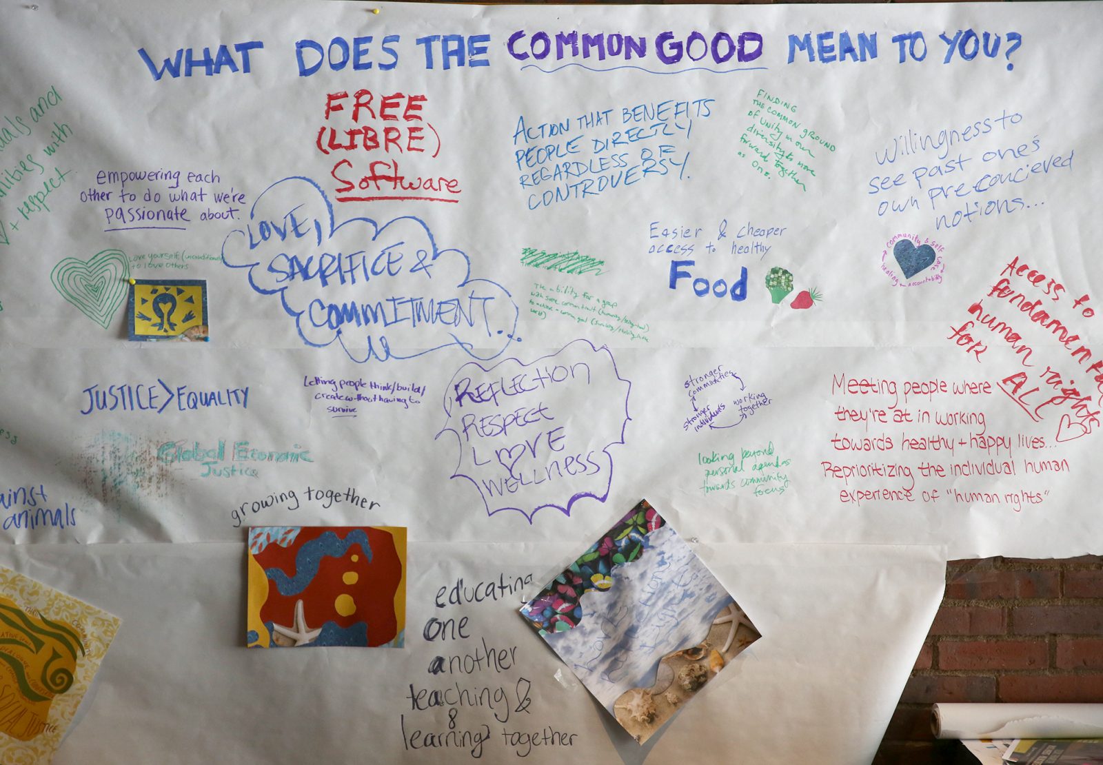 Mural and collage of what the common good means to our community members