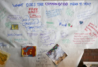 Mural and collage of what the common good means to our community members