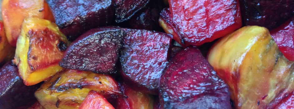 red and golden roasted beets
