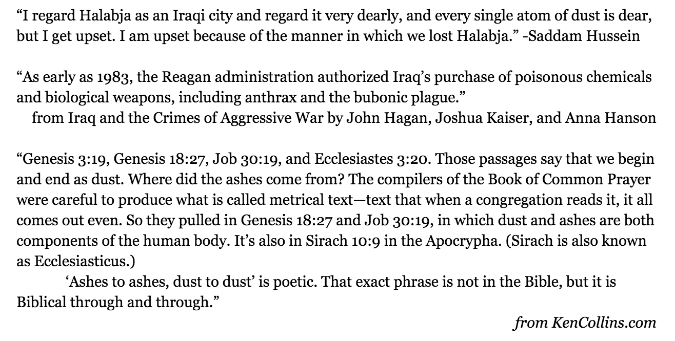 Saddam Hussein, Iraq War, bible, Halabja