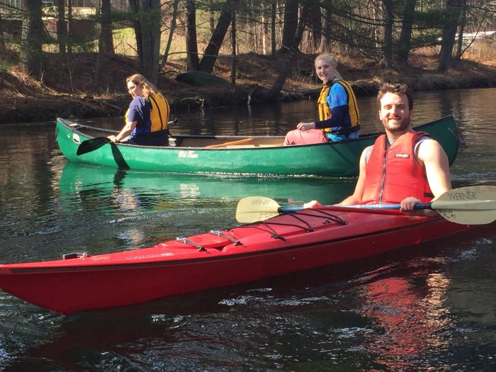 Students kayaking and canoeing