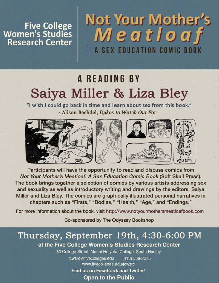 Read and discuss Not Your Mother's Meatloaf together! With Saiya Miller and Liza Bley, September 19t, 4-6 pm, at FCWSRC