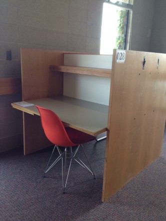 A carrel on the second floor of library
