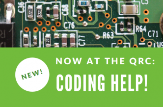 Flyer offering coding support for students in the Knowledge Commons