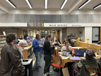 Students in the Library for first floor Takeover